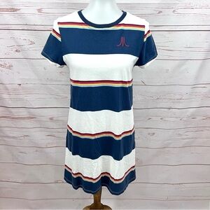 Vintage Junkfood Atari Striped Tee Shirt Dress